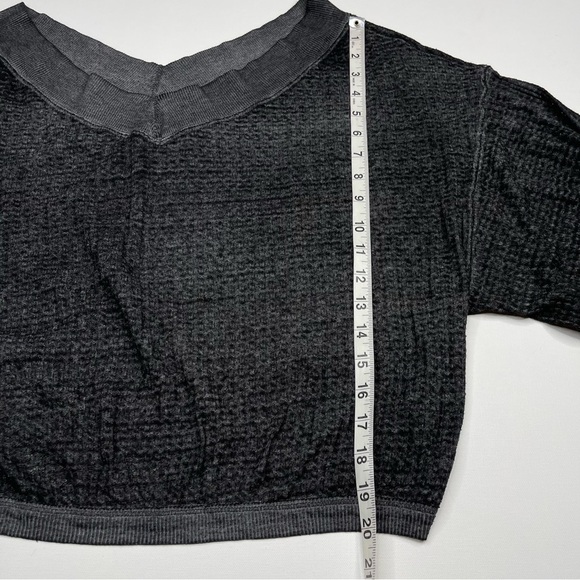 We the Free South Side Thermal Sweatshirt Waffle Black Festival Boho Burnout - Picture 10 of 13